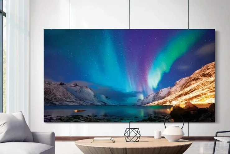Modern living room with a sleek, energy-efficient television